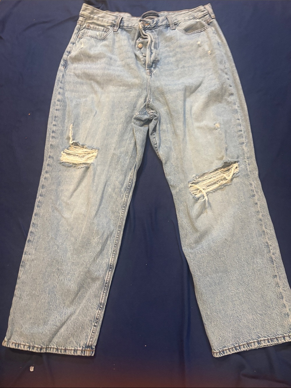 Aeropostale Light Blue Distressed Relaxed Women's High Rise Baggy Jeans Size 18